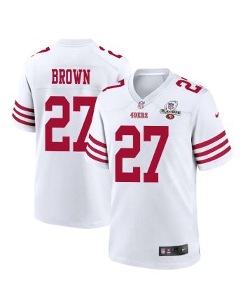 Ji'Ayir Brown 27 San Francisco 49ers 2023 Playoffs Patch Game Men Jersey - White