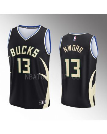 Milwaukee Bucks 13 Jordan Nwora Statement Edition Men Jersey 2022-23 Fast Break Black