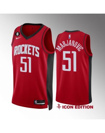 Houston Rockets Boban Marjanovic 51 2022-23 Icon Edition Red Jersey NO.6 Patch