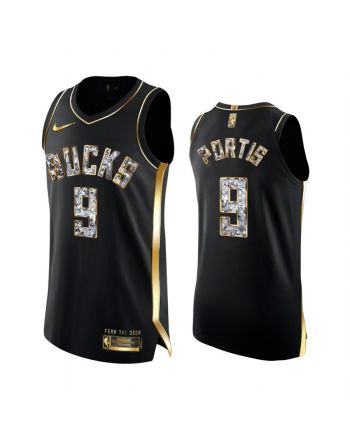 Milwaukee Bucks 9 Bobby Portis Black Golden Diamond Edition Jersey 2022 NBA Playoffs