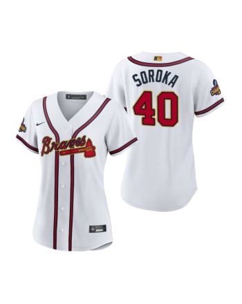 Women's Mike Soroka 40 Atlanta Braves White 2022-23 Gold Program Jersey