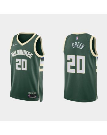 Milwaukee Bucks 20 A. J. Green 2022-23 Icon Edition Hunter Green Men Jersey