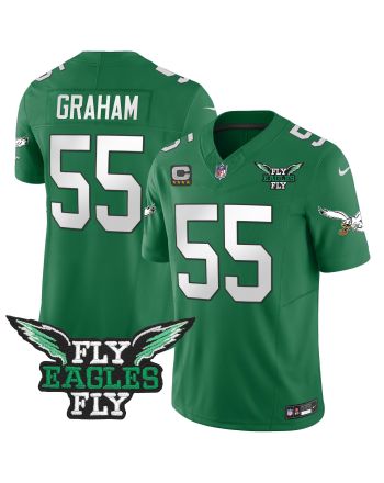 Brandon Graham 55 Philadelphia Eagles Fly Eagles Fly Patch Alternate Game Men Jersey - Kelly Green