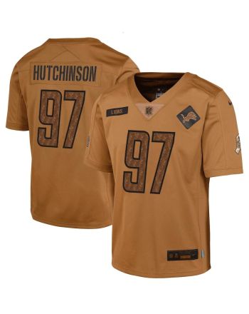 Aidan Hutchinson 97 Detroit Lions 2023 Salute To Service Limited YOUTH Jersey - Brown