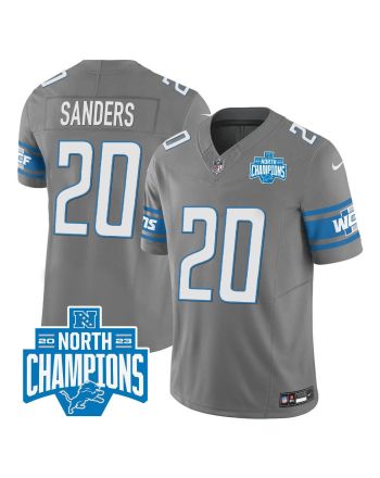 Barry Sanders 20 Detroit Lions 2023 NFC North Division Champions Patch Game Men Jersey - Gray