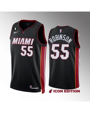 Miami Heat Duncan Robinson 55 Icon Edition Black Jersey 2022-23 NO.6 Patch