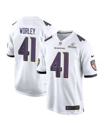 Daryl Worley 41 Baltimore Ravens 2024 Divisional Patch Game Men Jersey - White