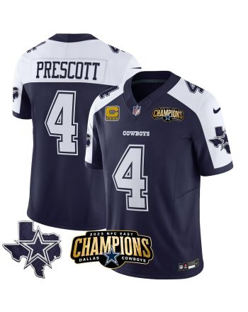 Dak Prescott 4 Dallas Cowboys 2023 NFC East Champions Patch Alternate Game Men Jersey - Navy