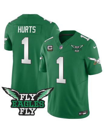 Jalen Hurts 1 Philadelphia Eagles Fly Eagles Fly Patch Alternate Game Men Jersey - Kelly Green