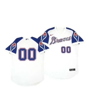 Atlanta Braves Custom 00 Cooperstown White Throwback Home Jersey