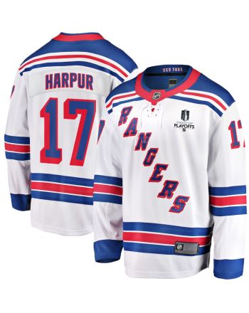 Ben Harpur 17 New York Rangers Stanley Cup 2023 Playoffs Patch Away Breakaway Men Jersey - White