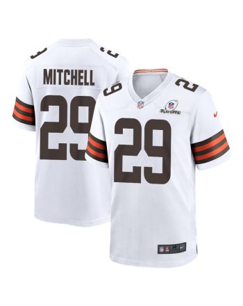 Cameron Mitchell 29 Cleveland Browns 2023 Playoffs Patch Game Men Jersey - White