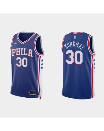 Philadelphia 76ers 30 Furkan Korkmaz 2022-23 Icon Edition Royal Men Jersey