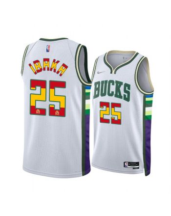 Serge Ibaka 25 Spain Flag Edition Milwaukee Bucks White Jersey Special