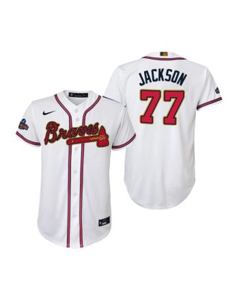 Youth Luke Jackson 77 Atlanta Braves White 2022-23 Gold Program Jersey