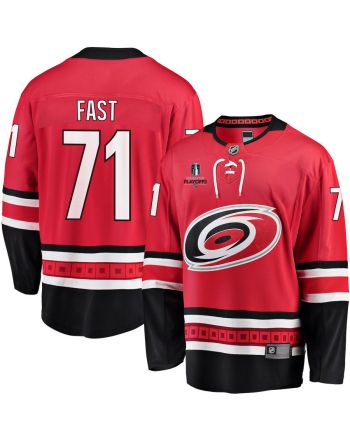 Jesper Fast 71 Carolina Hurricanes Stanley Cup 2023 Playoffs Patch Home Breakaway Men Jersey - Red