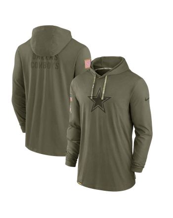 Men Dallas Cowboys 2022 Salute to Service Tonal Pullover Hoodie - Olive