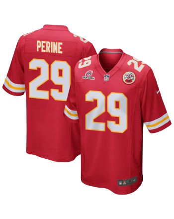 La'Mical Perine 29 Kansas City Chiefs 2023 Playoffs Patch Game Men Jersey - Red