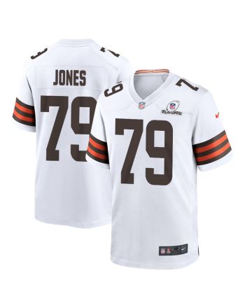 Dawand Jones 79 Cleveland Browns 2023 Playoffs Patch Game Men Jersey - White