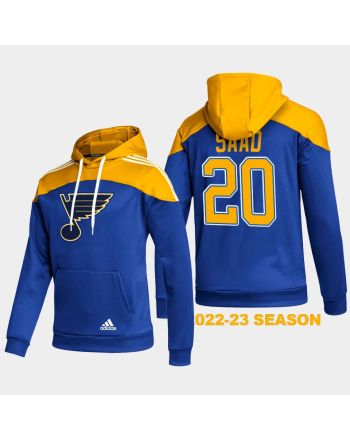 St. Louis Blues 20 Brandon Saad 2022-23 Blue Hoodie Pullover