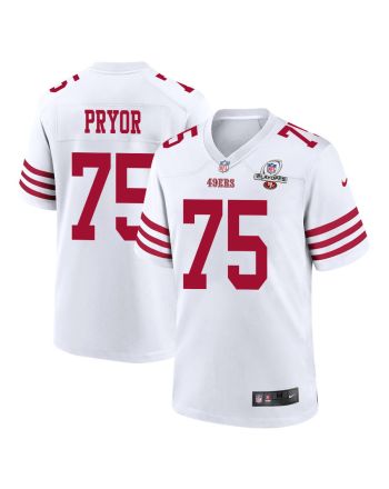 Matt Pryor 75 San Francisco 49ers 2023 Playoffs Patch Game Men Jersey - White