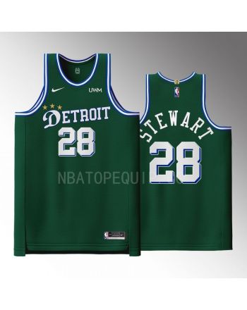 Detroit Pistons 28 Isaiah Stewart Green Men Jersey 2022-23 City Edition