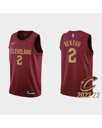 Gold is Back Cleveland Cavaliers 2 Collin Sexton 2022-23 Icon Edition Wine Men Jersey