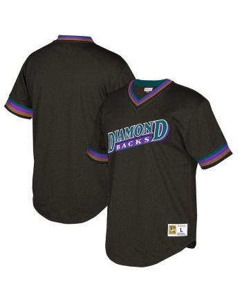 Arizona Diamondbacks Mitchell And Ness Big And Tall Cooperstown Collection Mesh Wordmark V-neck Jersey - Black