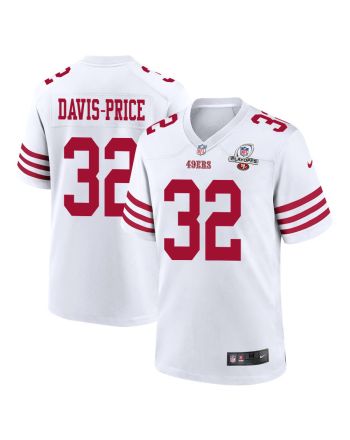 Tyrion Davis-Price 32 San Francisco 49ers 2023 Playoffs Patch Game Men Jersey - White