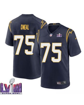 Leslie ONeal 75 Los Angeles Chargers Super Bowl LVIII Men Alternate Game Jersey - Navy