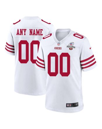 San Francisco 49ers 2023 Playoffs Patch Game Men Custom Jersey - White