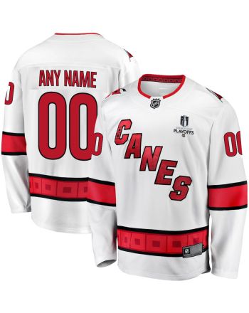 Carolina Hurricanes Stanley Cup 2023 Playoffs Patch Away Breakaway Custom Men Jersey - White