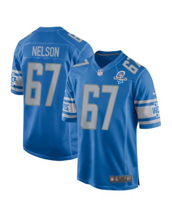 Matt Nelson 67 Detroit Lions 2023 Playoffs Patch Game Men Jersey - Blue