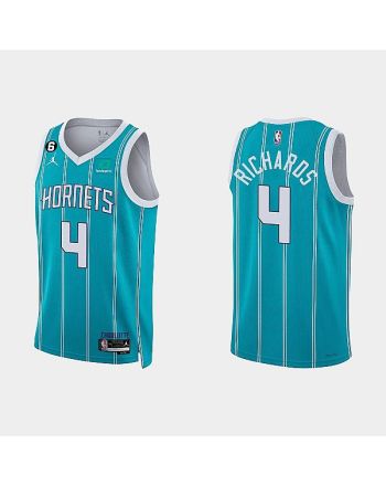 Charlotte Hornets 4 Nick Richards 2022-23 Icon Edition Teal Men Jersey