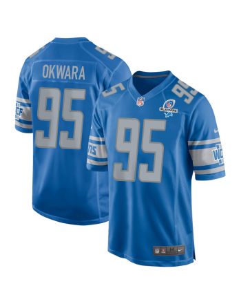 Romeo Okwara 95 Detroit Lions 2023 Playoffs Patch Game Men Jersey - Blue