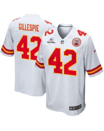 Tyree Gillespie 42 Kansas City Chiefs 2023 Playoffs Patch Game Men Jersey - White