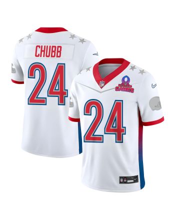 Nick Chubb 24 Cleveland Browns Pro Bowl 2023 Patch Men Jersey - White