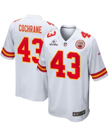 Jack Cochrane 43 Kansas City Chiefs 2023 Playoffs Patch Game Men Jersey - White