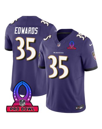 Gus Edwards 35 Baltimore Ravens 2024 Pro Bowl Patch Game Men Jersey - Purple