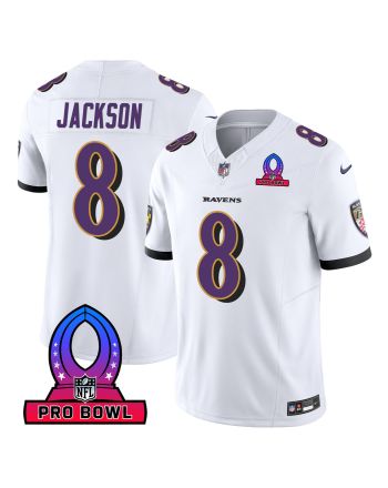 Lamar Jackson 8 Baltimore Ravens 2024 Pro Bowl Patch Game Men Jersey - White