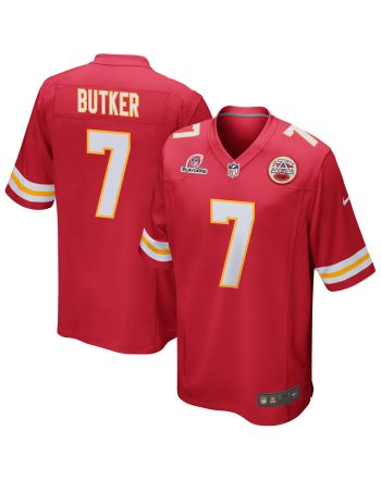 Harrison Butker 7 Kansas City Chiefs 2023 Playoffs Patch Game Men Jersey - Red