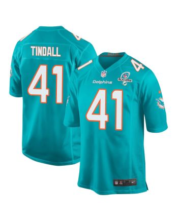 Channing Tindall 41 Miami Dolphins 2023 Playoffs Patch Game Men Jersey - Aqua