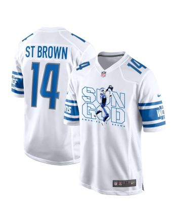 Amon-Ra St. Brown 14 Detroit Lions Sun God Game Men Jersey - White