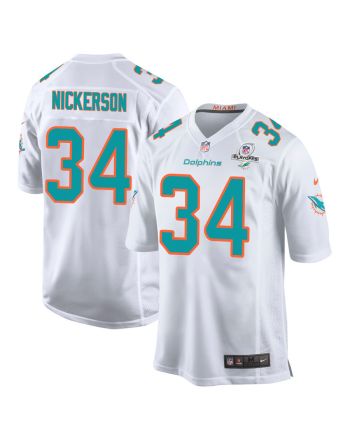 Parry Nickerson 34 Miami Dolphins 2023 Playoffs Patch Game Men Jersey - White