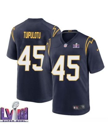 Tuli Tuipulotu 45 Los Angeles Chargers Super Bowl LVIII Men Alternate Game Jersey - Navy