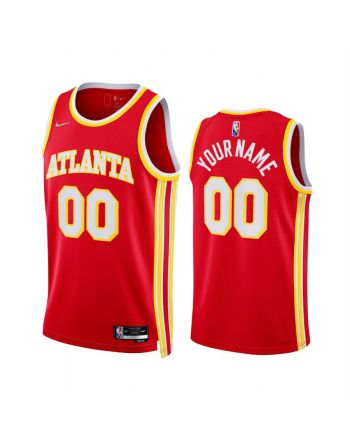 2022 Atlanta Hawks Custom 00 Red Icon Edition Jersey