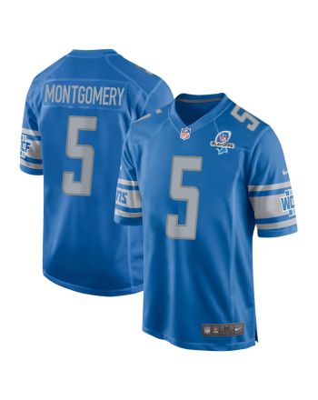 David Montgomery 5 Detroit Lions 2023 Playoffs Patch Game Men Jersey - Blue