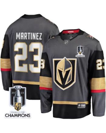 Alec Martinez 23 Vegas Golden Knights 2023 Stanley Cup Champions Patch Alternate Breakaway Jersey - Black