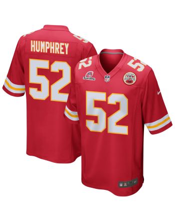 Creed Humphrey 52 Kansas City Chiefs 2023 Playoffs Patch Game Men Jersey - Red