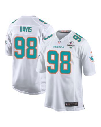 Raekwon Davis 98 Miami Dolphins 2023 Playoffs Patch Game Men Jersey - White